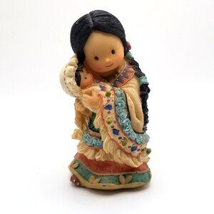 Vintage Native American Figurine Woman and Baby Figure 4.5" Resin Decorative